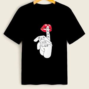 Black crew neck shirt “Shhh”